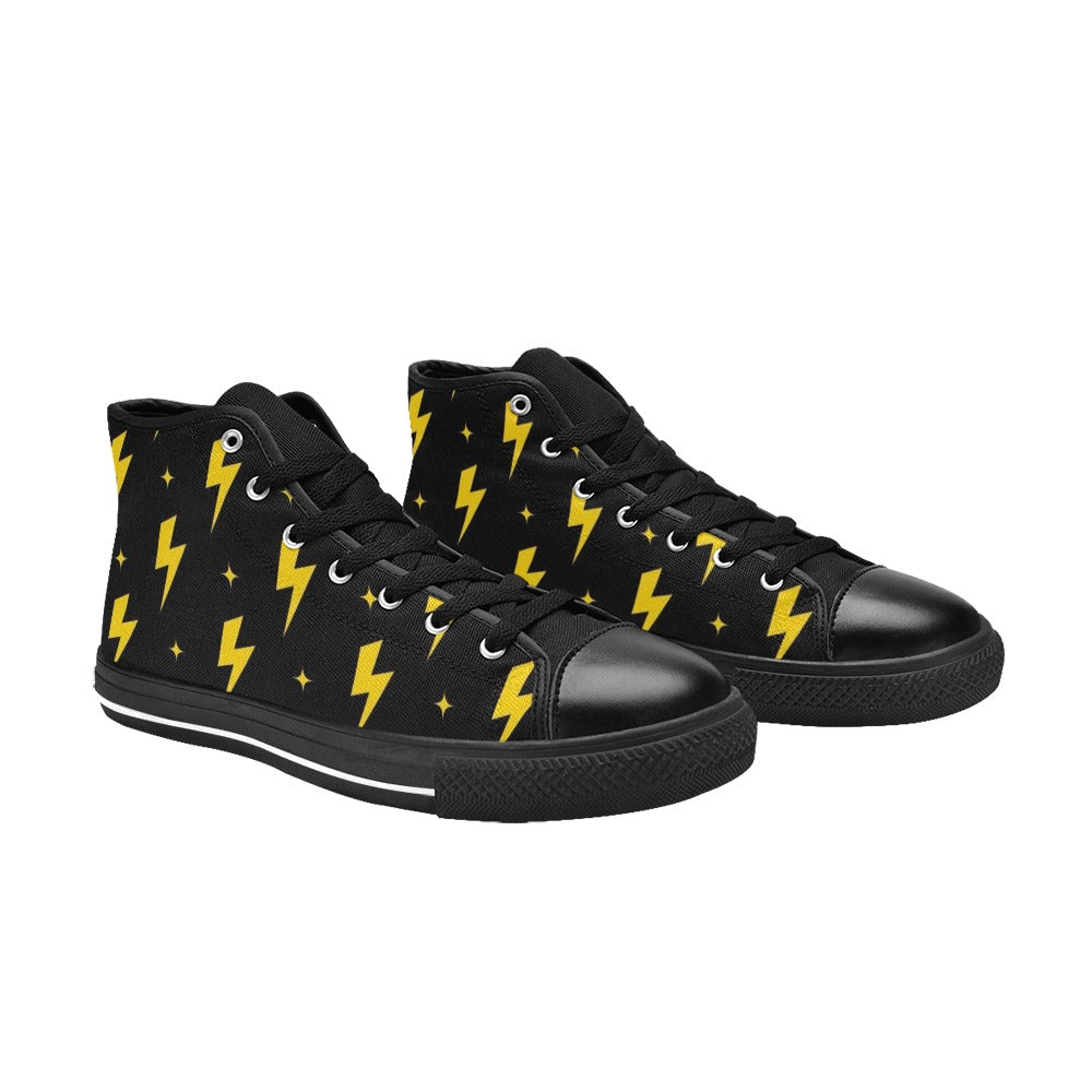 Yellow Lightning - Men's High Top Canvas Shoes