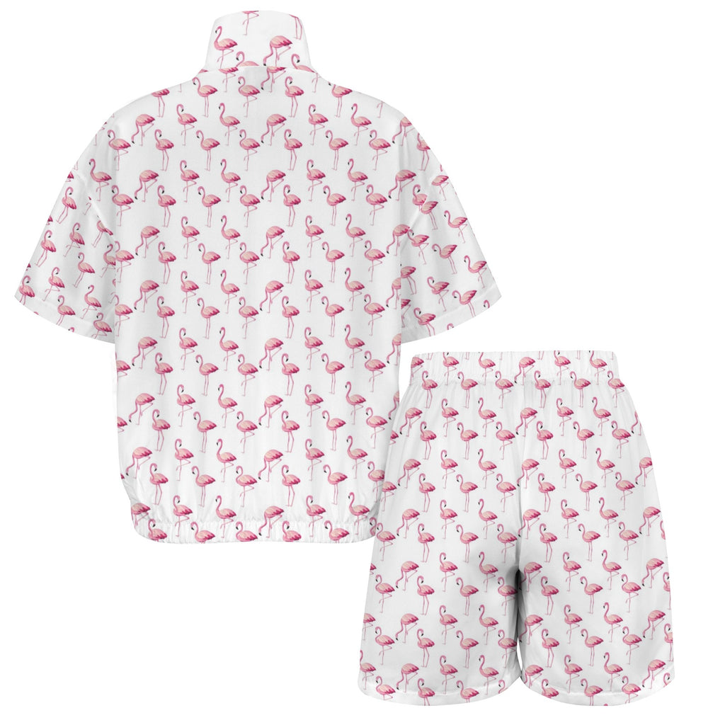 Flamingos Women's Windbreaker Short Set Women's Windbreaker Short Set animal Printed Offshore
