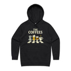 The Coffees, Crossing Road Women's AS Colour Hoodie Black Womens Hoodie Coffee Music Printed In Australia