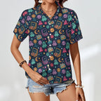 Space Arcade Women's Collared Pocketless Short Sleeve Shirt
