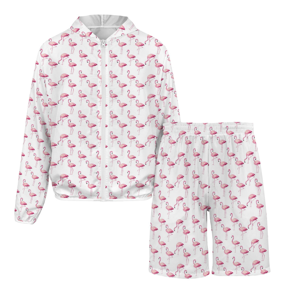 Flamingos Men's Lightweight Sun Hoodie & Shorts Set Men's Lightweight Sun Hoodie & Shorts animal Printed Offshore