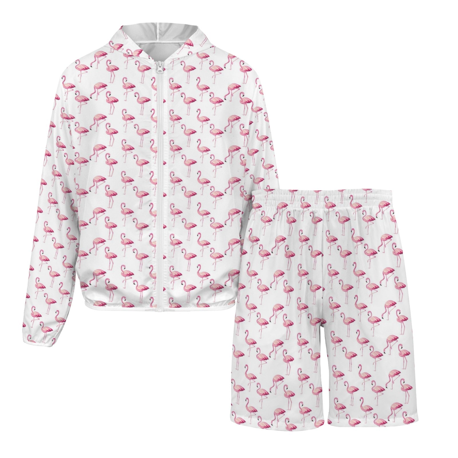 Flamingos Men's Lightweight Sun Hoodie & Shorts Set Men's Lightweight Sun Hoodie & Shorts animal Printed Offshore