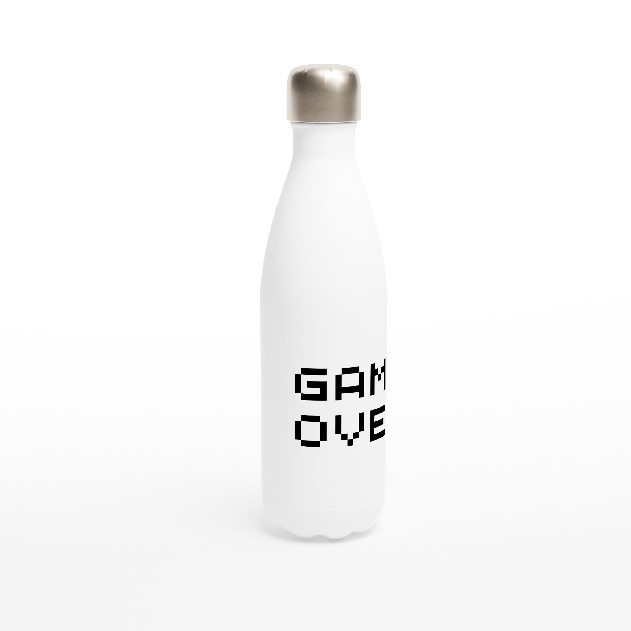 Game Over - White 17oz Stainless Steel Water Bottle White Water Bottle Games Globally Fulfilled
