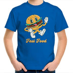 Fast Food, Hamburger - Kids Youth T-Shirt Bright Royal Kids Youth T-shirt Food Printed In Australia Retro