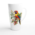 Personalise - Lorikeet, Australian Birds - White Latte 17oz Ceramic Mug Personalised Latte Mug animal Globally Fulfilled