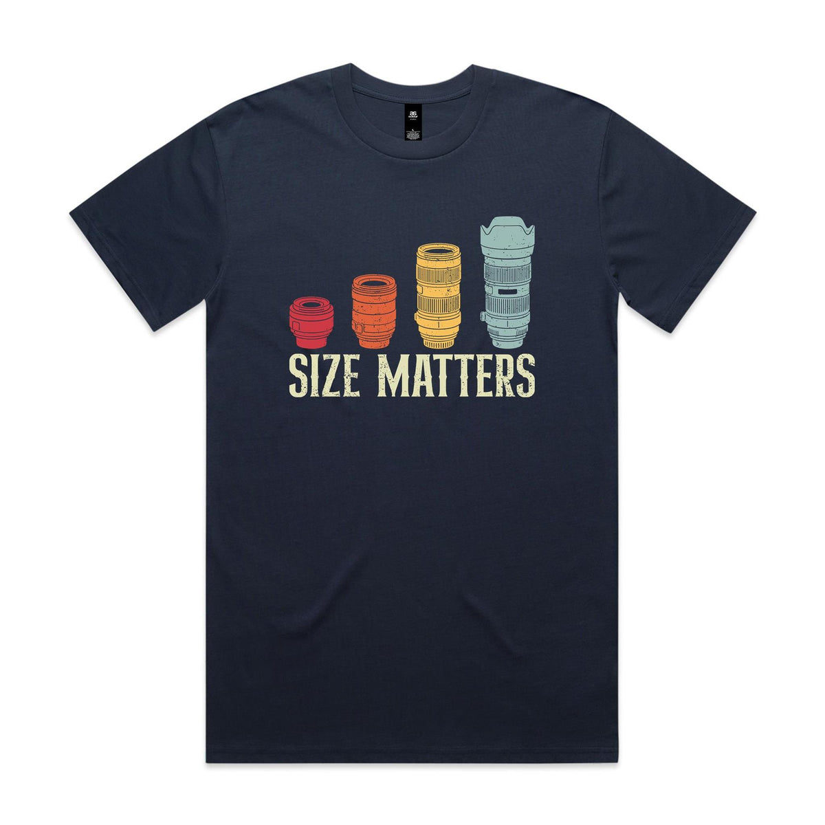 Camera Lenses Size Matters Men's AS Colour T-shirt Midnight Blue Mens T-shirt Printed In Australia
