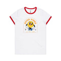 Good Vibes All Day Long Women's AS Colour Ringer Tee White Red Womens Ringer T-shirt Positivity Printed In Australia