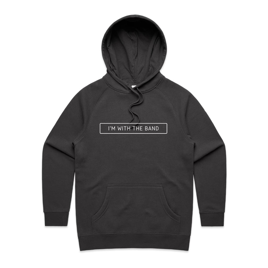 I'm With The Band - Womens Hoodie Coal Womens Hoodie Music Printed In Australia