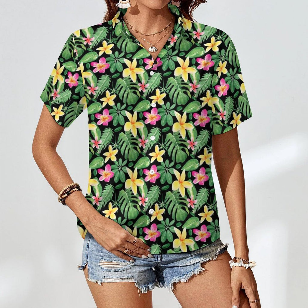 Frangipani - Women's Short-Sleeve Button Up Shirt