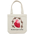 My Blood Type Is Coffee Canvas Tote Bag Default Title Tote Bag Printed In Australia