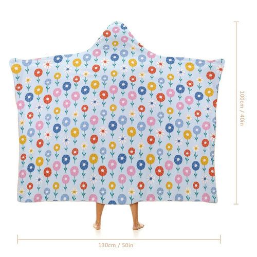 Abstract Cute Flowers Kids Hooded Blanket 100cm x 130cm Kids Hooded Blanket flower Printed Offshore