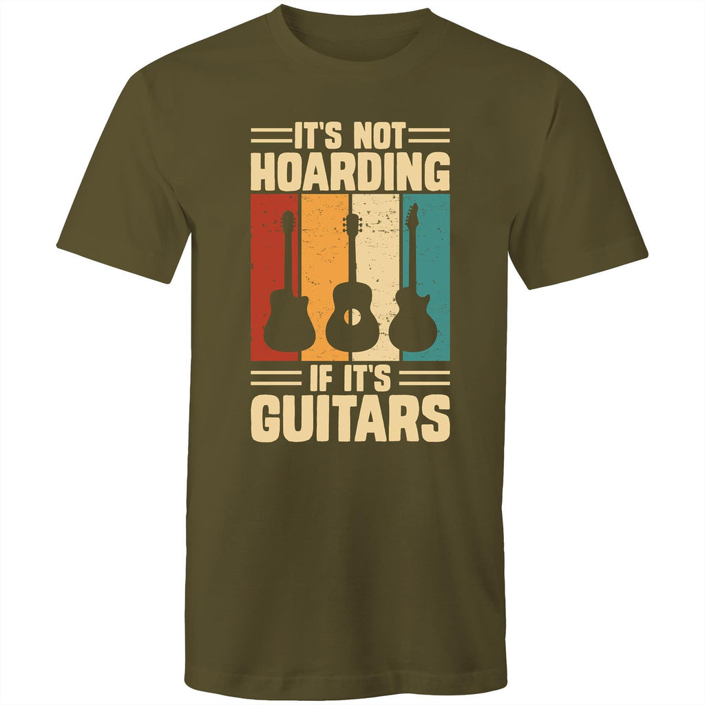 It's Not Hoarding If It's Guitars - Mens T-Shirt Army Green Mens T-shirt Music Printed In Australia
