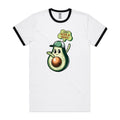 Avocado, I Don't Give A Guac Men's AS Colour Ringer Tee White Black Ringer T-Shirt Food Printed In Australia