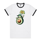 Avocado, I Don't Give A Guac - Staple Ringer Tee White Black Ringer T-Shirt Food Printed In Australia