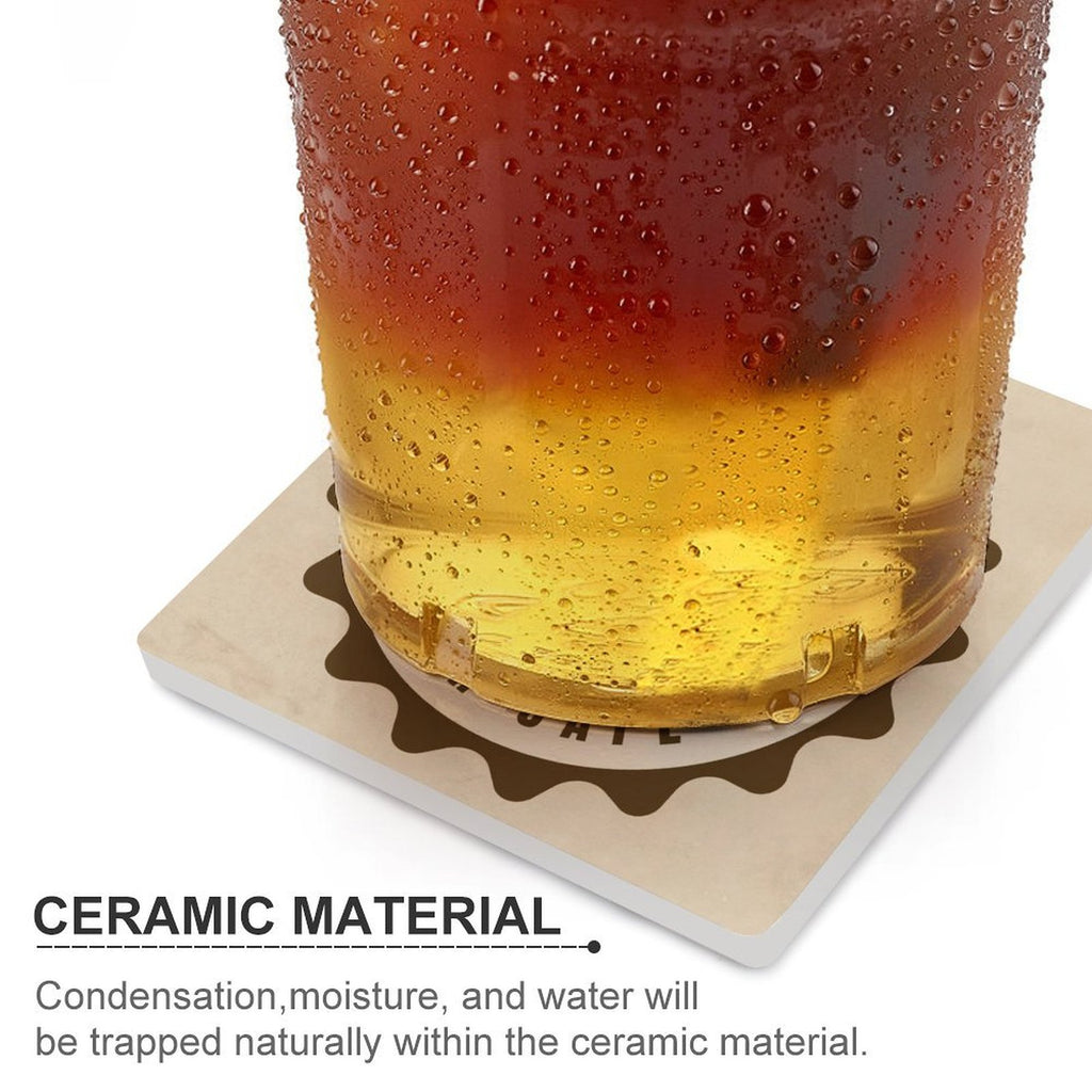 Welcome To Our Cafe - Ceramic Coasters (Square) Ceramic Coasters Coffee Printed Offshore