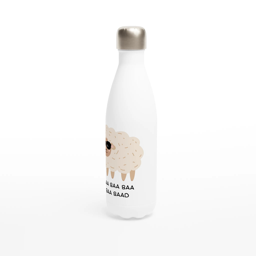 Baa Baa Baa Baa Baad - White 17oz Stainless Steel Water Bottle White Water Bottle animal Globally Fulfilled