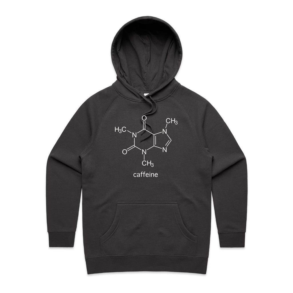 Caffeine Molecule - Womens Hoodie Coal Womens Hoodie Coffee Printed In Australia