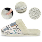 Wah Pedal Women's Fur Trim Thick-Sole Indoor Slippers Women's Fur Trimmed Slippers Music Printed Offshore