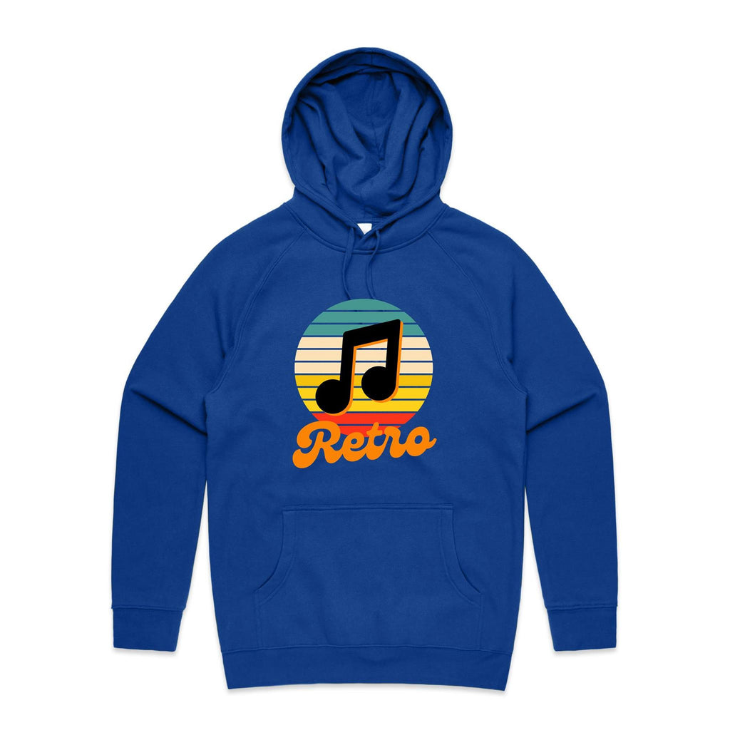 Retro Music - Mens Hoodie Bright Royal Mens Hoodie Music Printed In Australia Retro