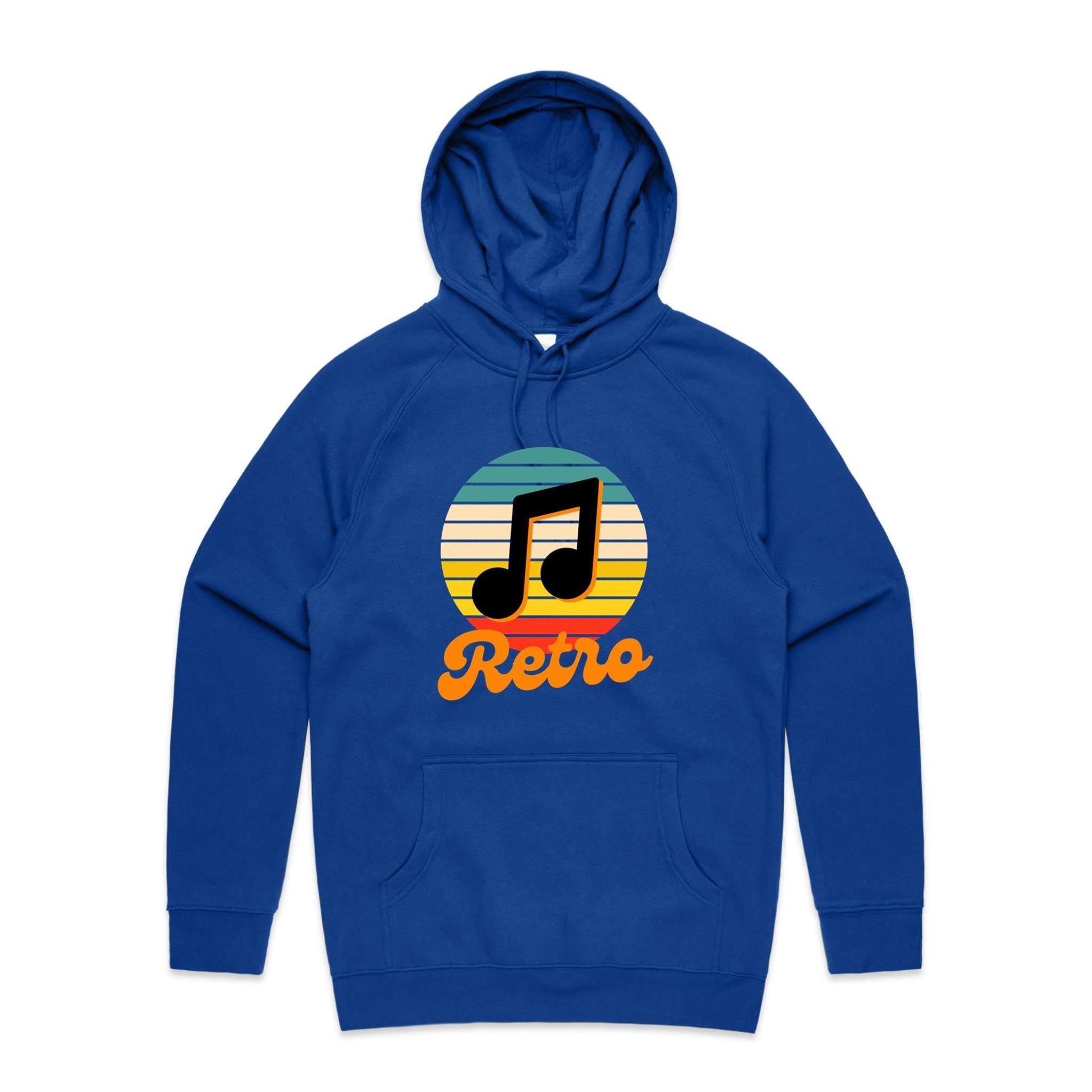 Retro Music - Mens Hoodie Bright Royal Mens Hoodie Music Printed In Australia Retro