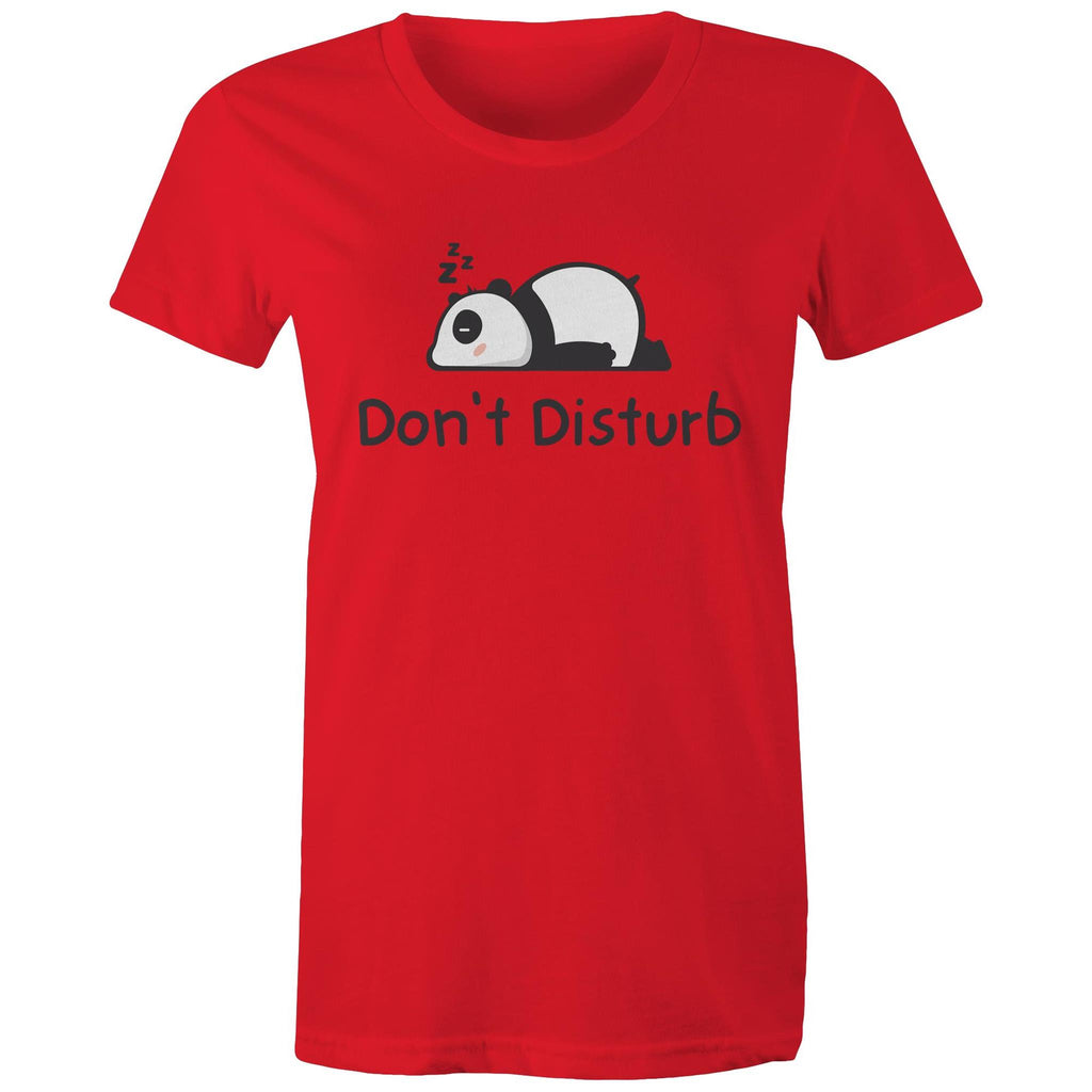 Panda, Don't Disturb - Womens T-shirt Red Womens T-shirt animal Printed In Australia