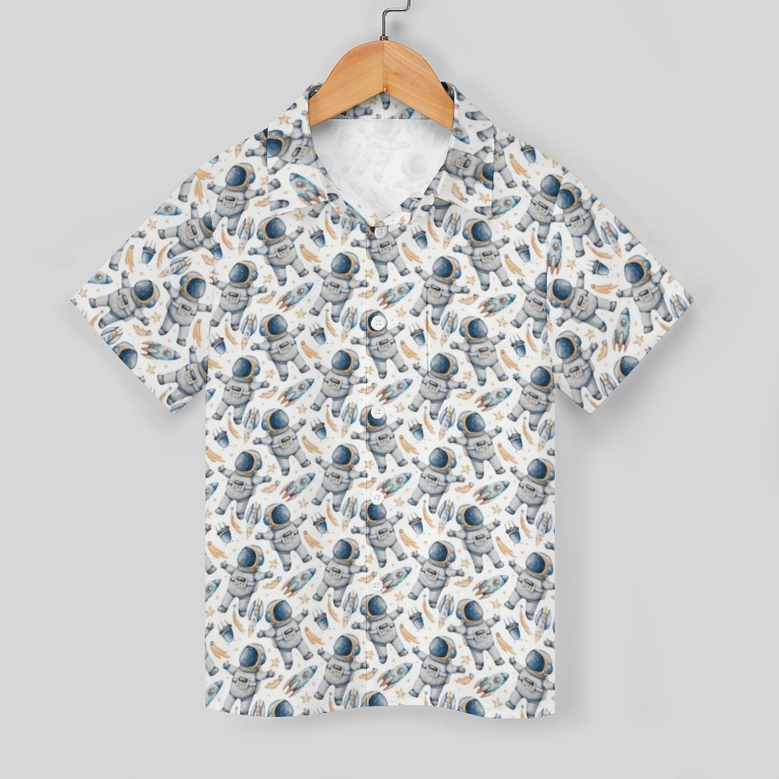 Astronauts And UFO's Kids Cotton Short Sleeve Shirt