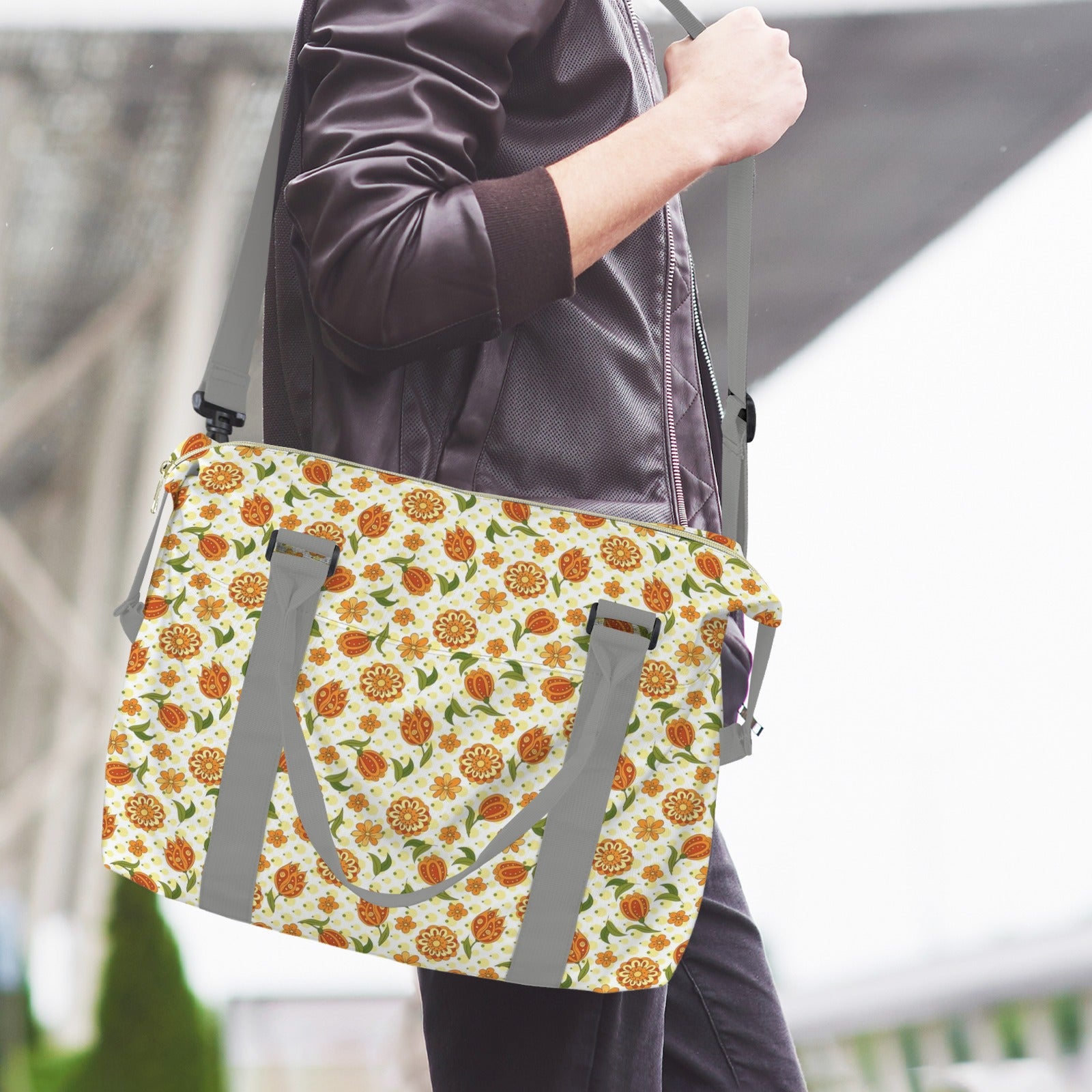 Graphic Floral Duffle Bag-Simple (Model 1715) Duffle Bag-Simple (1715)