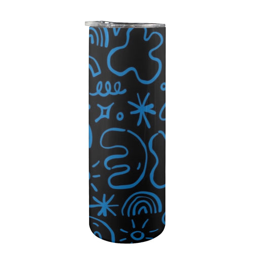 Blue Squiggle - 20oz Tall Skinny Tumbler with Lid and Straw