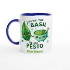Personalised - You're The Basil To My Pesto, Valentine - White 11oz Ceramic Mug with Colour Inside Ceramic Blue Personalised 11oz Mug