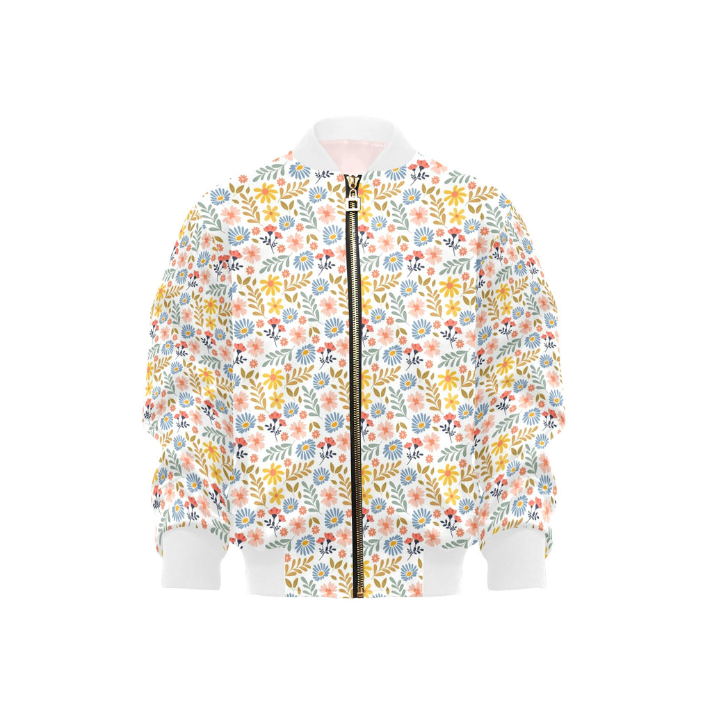 Boho Flowers And Leaves Kids Bomber Jacket XL Kids Bomber Jacket Plants Printed Offshore
