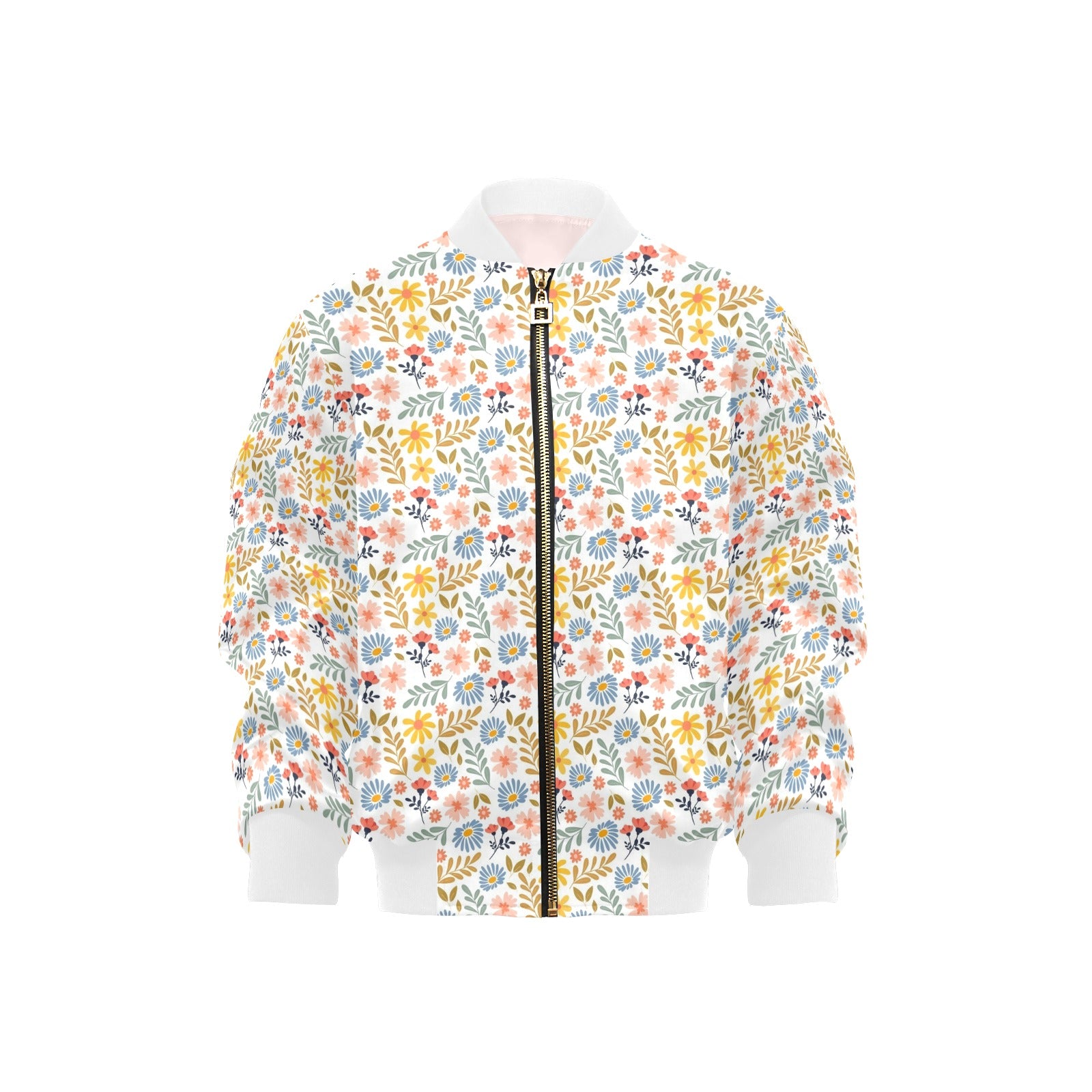 Boho Flowers And Leaves Kids Bomber Jacket XL Kids Bomber Jacket Plants Printed Offshore