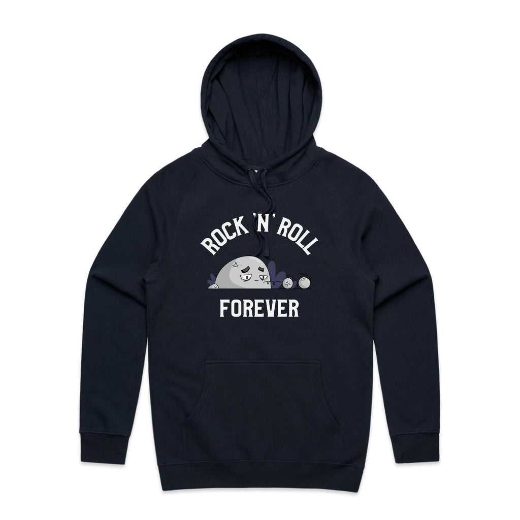 Rock And Roll Forever - Mens Hoodie Navy Mens Hoodie Music Printed In Australia