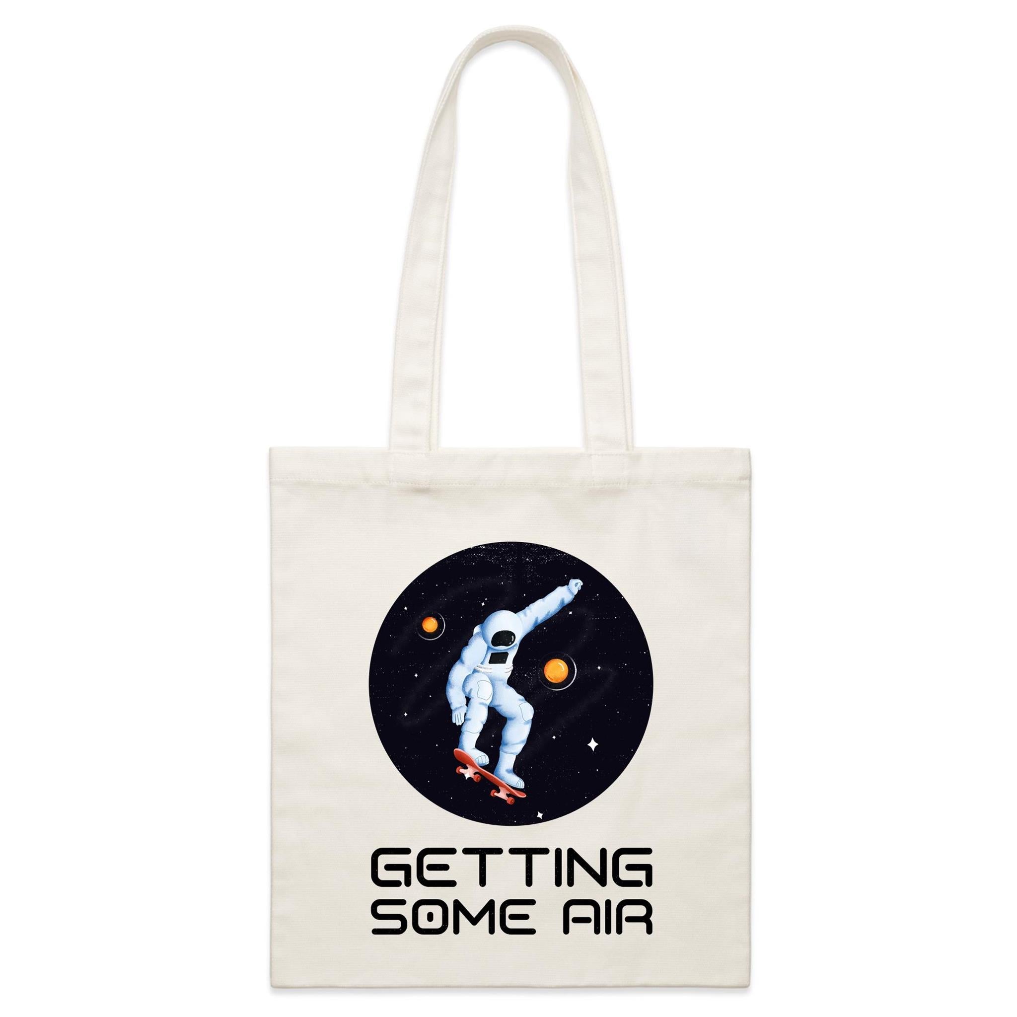 Getting Some Air, Skateboard Astronaut - Parcel Canvas Tote Bag Default Title Small Tote Bag Printed In Australia Space