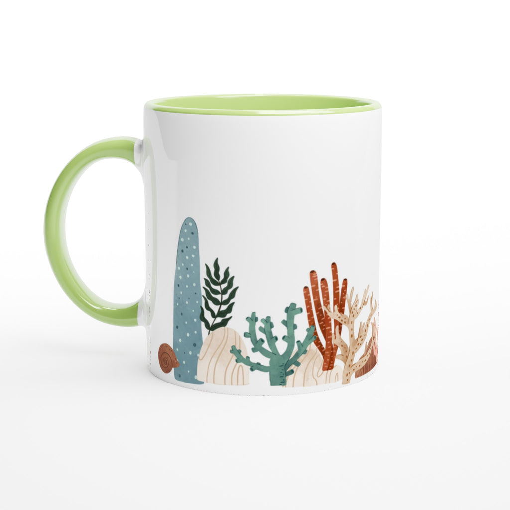 Coral Garden - White 11oz Ceramic Mug with Colour Inside Ceramic Green Colour 11oz Mug Environment Globally Fulfilled