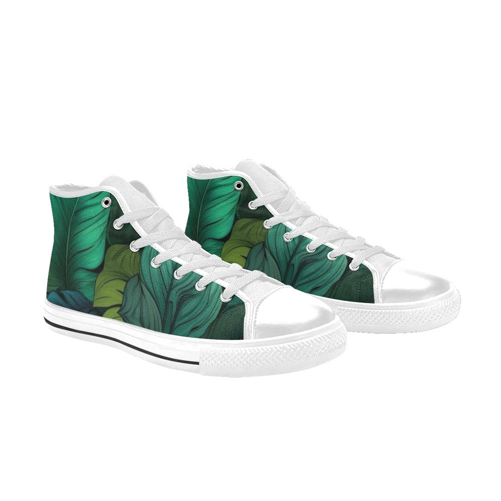 Tropical Leaves - Women's High Top Canvas Shoes