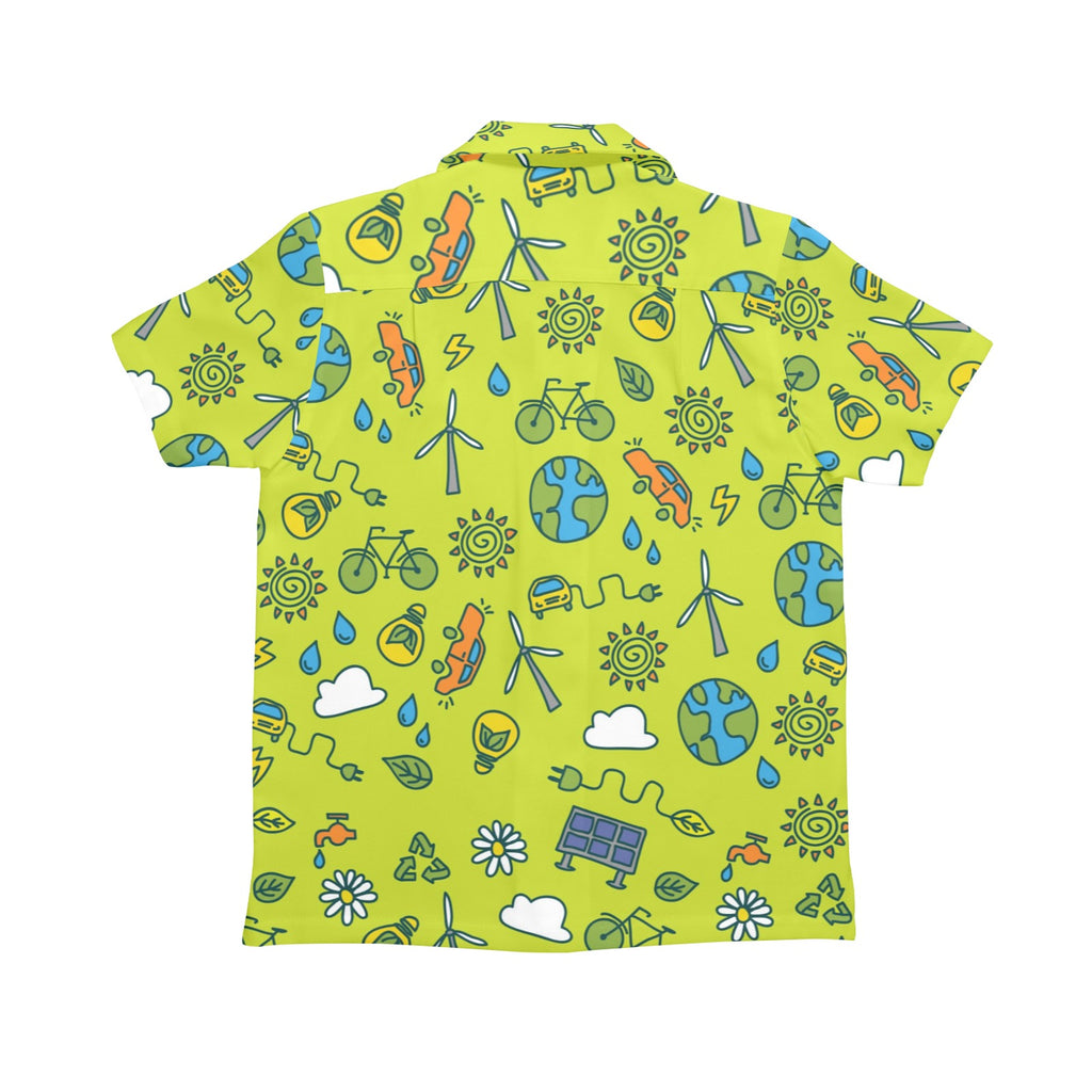 Go Green Senior Kids Hawaiian Shirt Senior Kids Hawaiian Shirt 8-15 Environment Printed Offshore