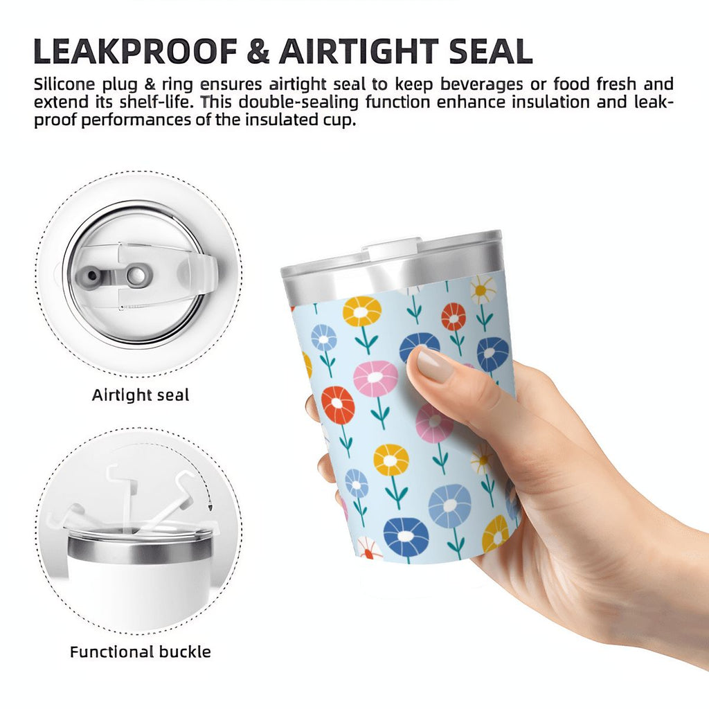 Abstract Cute Flowers Small Stainless Steel Travel Mug Cup 12oz/350ml