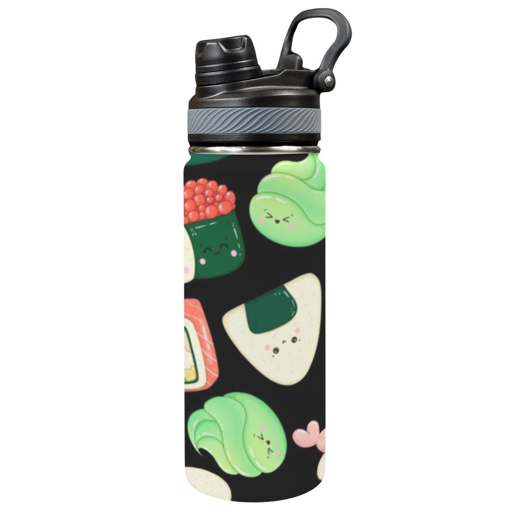 Happy Sushi Insulated Water Bottle with Dual-Use Lid (18oz) One Size Insulated Water Bottle with Dual-Use Lid (18oz) Food Printed Offshore
