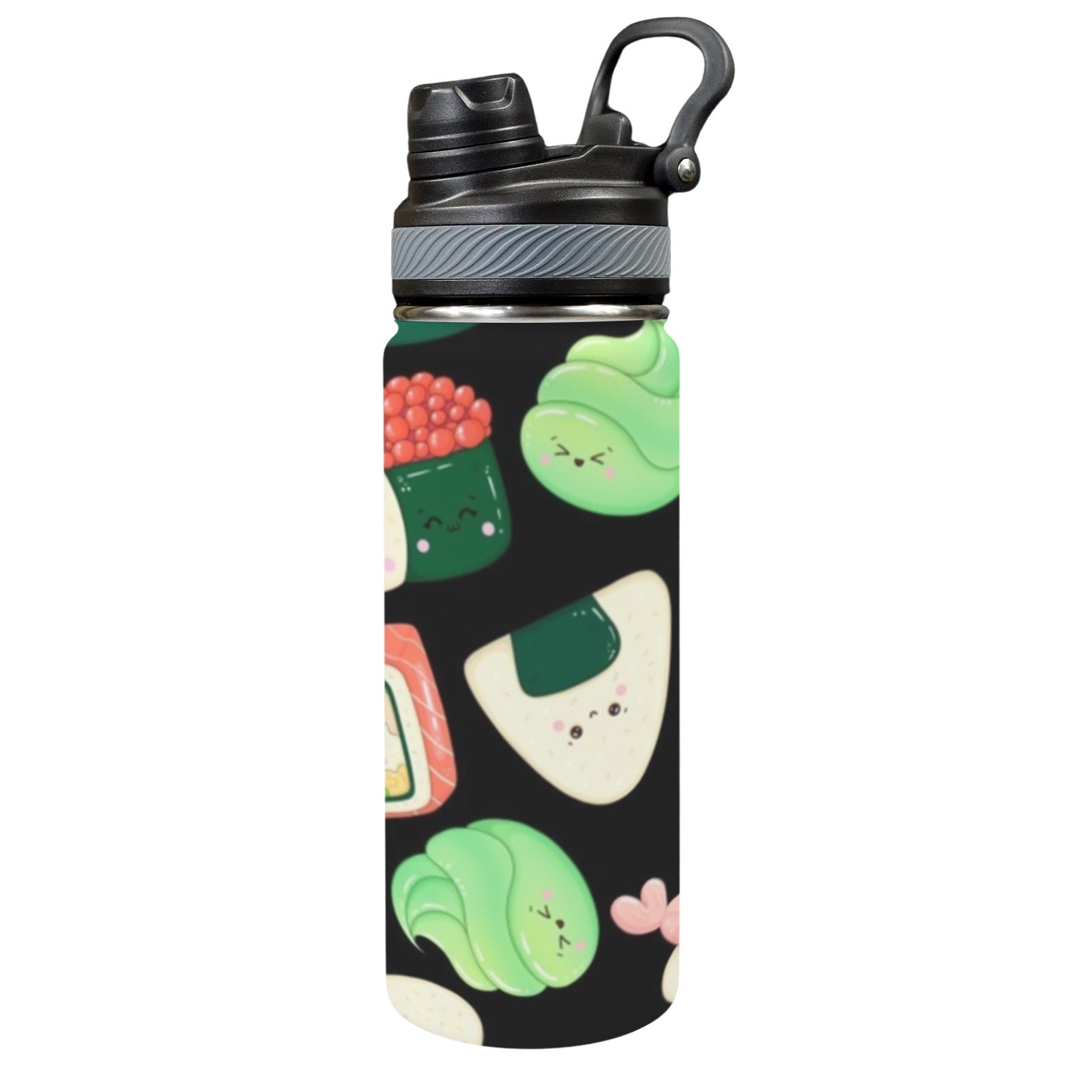 Happy Sushi - Insulated Water Bottle with Dual-Use Lid (18oz) One Size Insulated Water Bottle with Dual-Use Lid (18oz) Food Printed Offshore