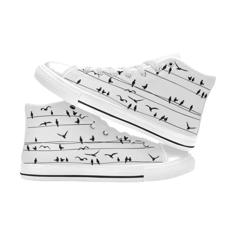 Birds On A Wire - Kids High Top Canvas Shoes
