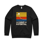 I Have Potential, Physics AS Colour Stencil Crew Sweatshirt Unisex Black Sweatshirt Printed In Australia Science