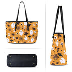 Halloween Ghosts PU Leather Tote Bag Large
