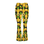 Happy Pineapples High Waist Crossover Tummy Control Flare Leggings High Waist Flare Leggings Food Printed Offshore