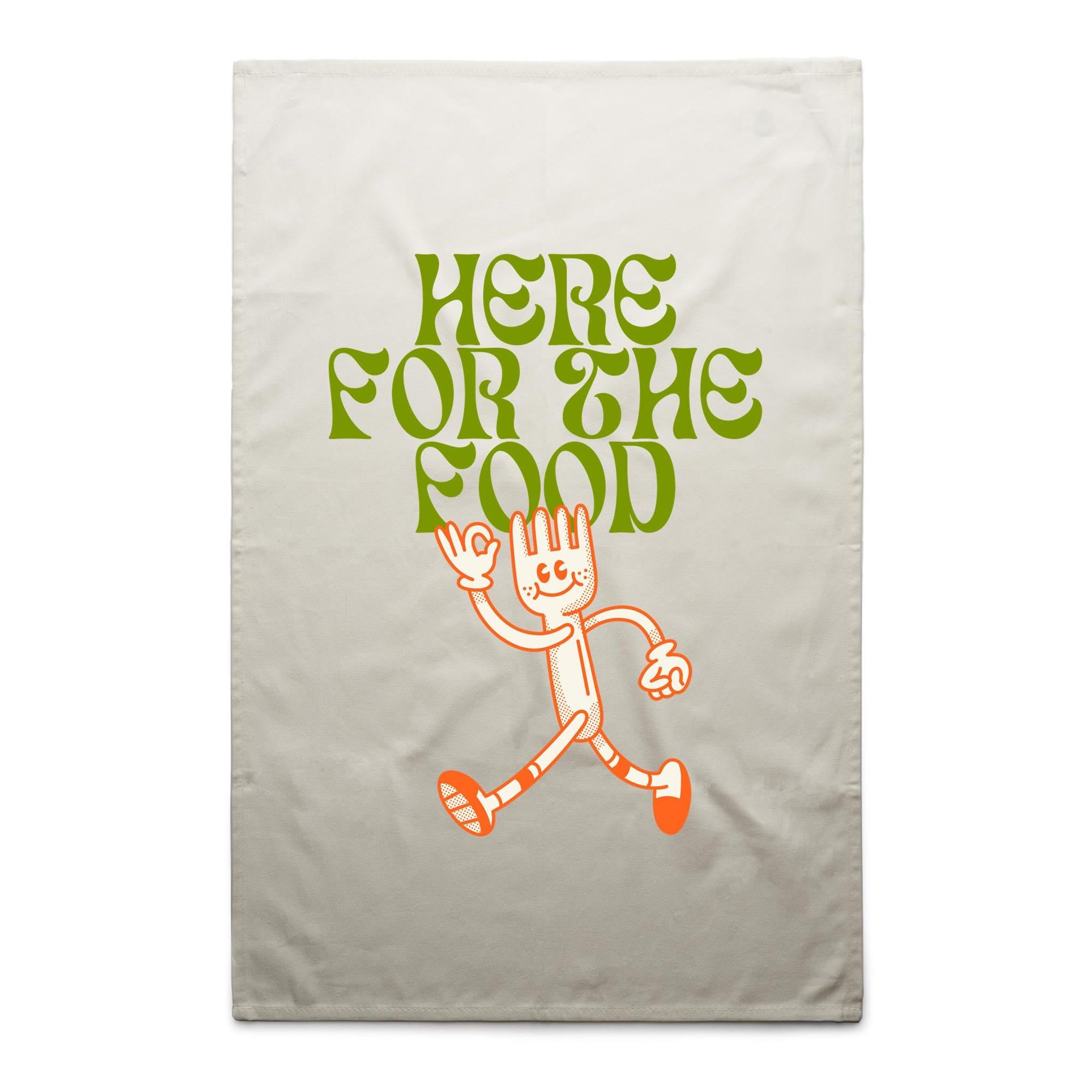 Here For The Food - AS Colour Tea Towel Cream One Size Tea Towel Food Printed In Australia