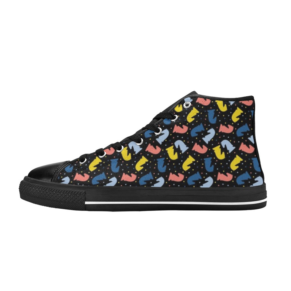 Colourful Chess Men's High Top Canvas Shoes US12 Men's Classic High Top Canvas Shoes Chess Games Printed Offshore