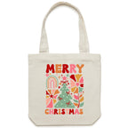 Merry Christmas - Canvas Tote Bag Cream One Size Christmas Tote Bag Christmas Printed In Australia