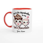 Personalised - You're The Marshmallow To My Hot Chocolate, Valentine - White 11oz Ceramic Mug with Colour Inside Ceramic Red Personalised 11oz Mug