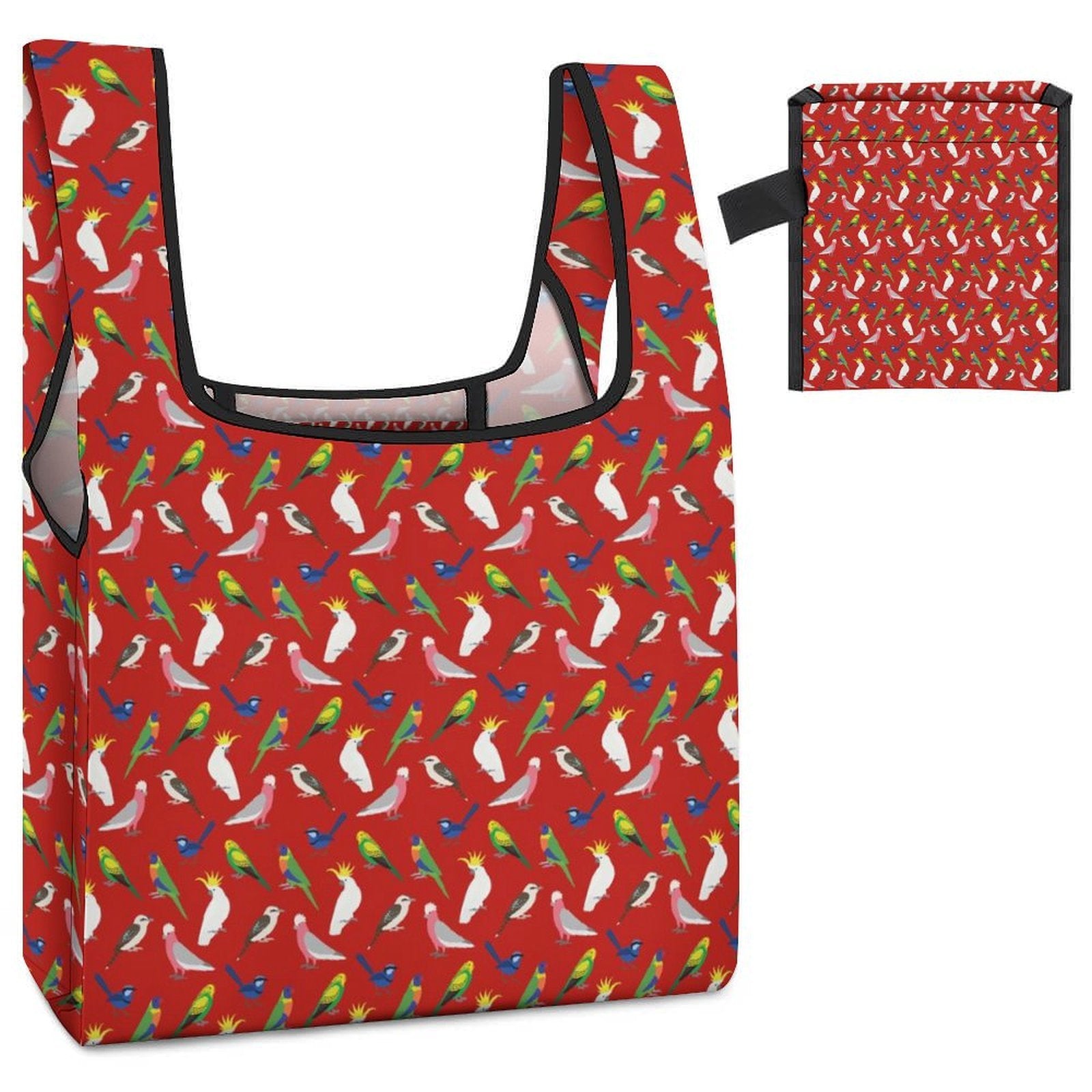 Australian Birds On Red Foldable Shopping Bag