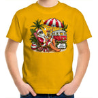 Santa By The Beach- Kids Youth T-shirt Gold Kids Christmas T-shirt Christmas Printed In Australia