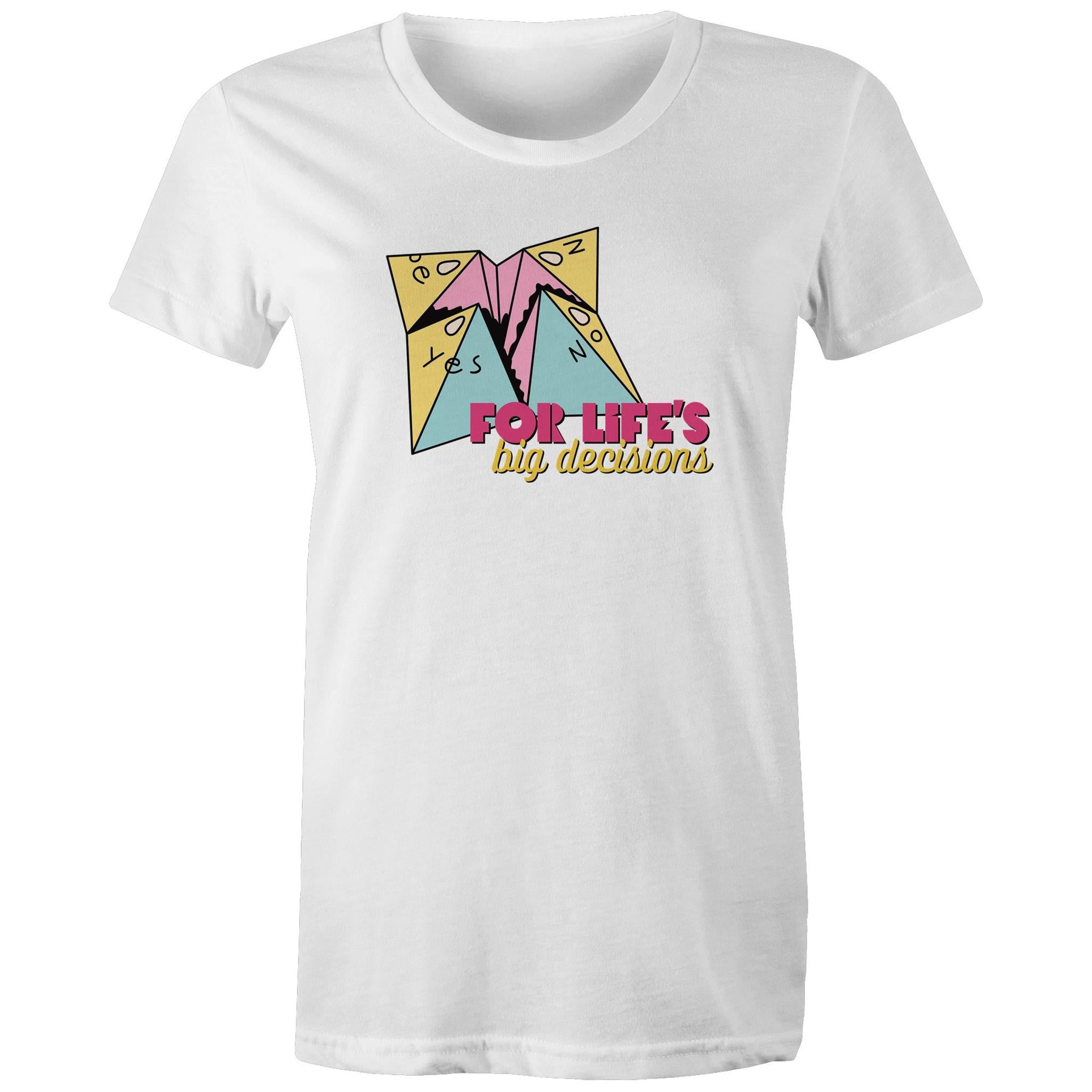 For Life's Big Decisions - Womens T-shirt White Womens T-shirt Games Printed In Australia